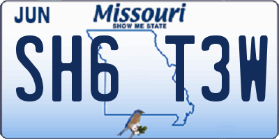 MO license plate SH6T3W