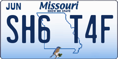 MO license plate SH6T4F