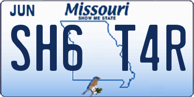 MO license plate SH6T4R