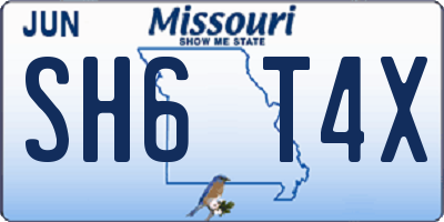 MO license plate SH6T4X
