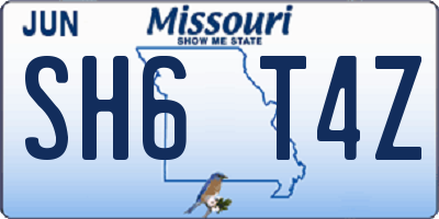 MO license plate SH6T4Z