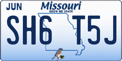 MO license plate SH6T5J
