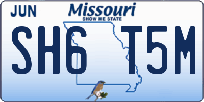 MO license plate SH6T5M