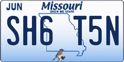 MO license plate SH6T5N