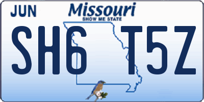 MO license plate SH6T5Z