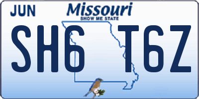 MO license plate SH6T6Z