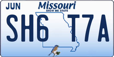 MO license plate SH6T7A