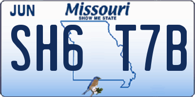 MO license plate SH6T7B
