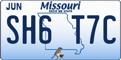 MO license plate SH6T7C