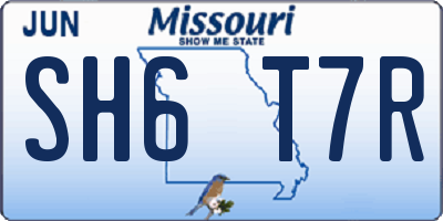 MO license plate SH6T7R