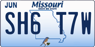 MO license plate SH6T7W