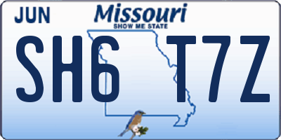 MO license plate SH6T7Z