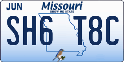 MO license plate SH6T8C