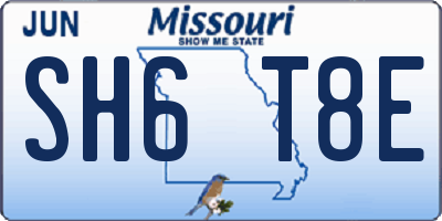 MO license plate SH6T8E