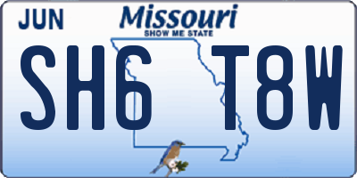 MO license plate SH6T8W