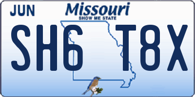 MO license plate SH6T8X
