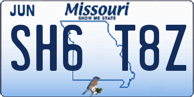 MO license plate SH6T8Z