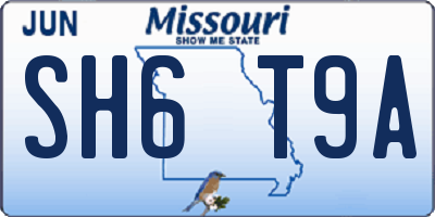 MO license plate SH6T9A