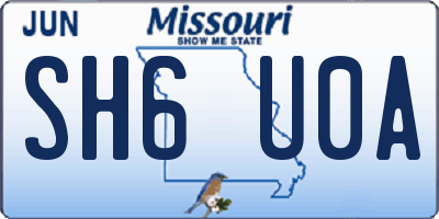 MO license plate SH6U0A