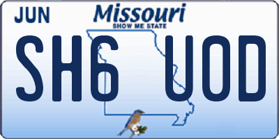 MO license plate SH6U0D