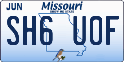 MO license plate SH6U0F