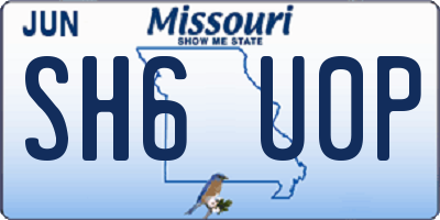 MO license plate SH6U0P