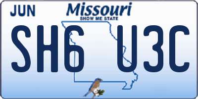 MO license plate SH6U3C