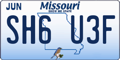 MO license plate SH6U3F