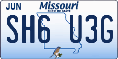 MO license plate SH6U3G