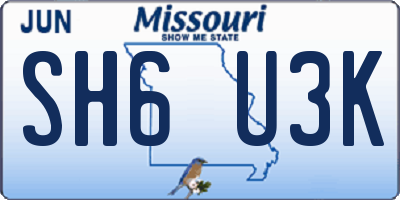 MO license plate SH6U3K