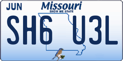 MO license plate SH6U3L