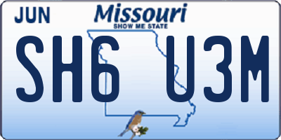MO license plate SH6U3M