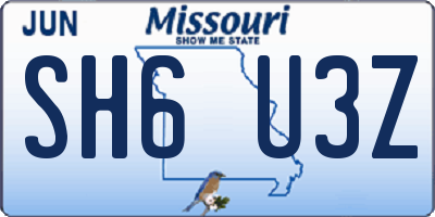 MO license plate SH6U3Z