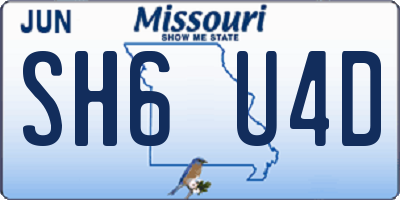 MO license plate SH6U4D
