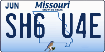 MO license plate SH6U4E