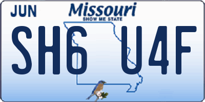 MO license plate SH6U4F