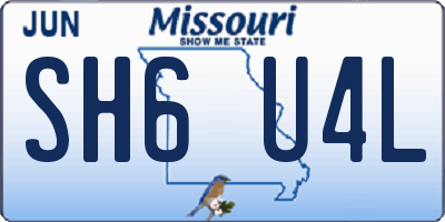 MO license plate SH6U4L