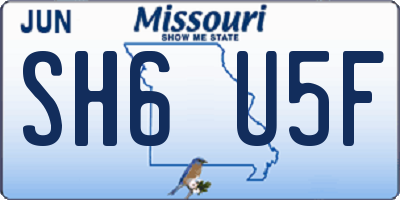 MO license plate SH6U5F