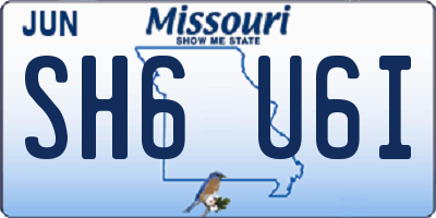 MO license plate SH6U6I