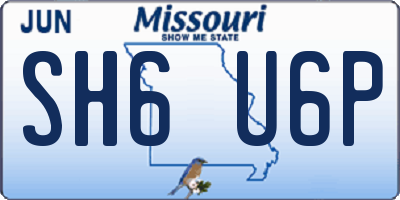 MO license plate SH6U6P