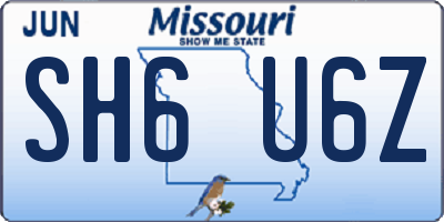 MO license plate SH6U6Z