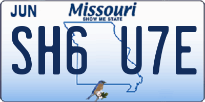 MO license plate SH6U7E