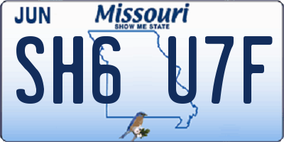 MO license plate SH6U7F