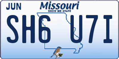 MO license plate SH6U7I