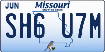 MO license plate SH6U7M