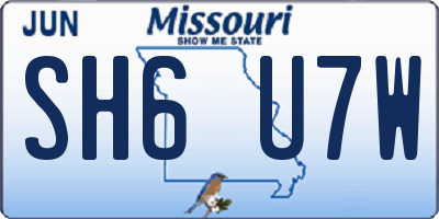 MO license plate SH6U7W