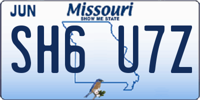 MO license plate SH6U7Z