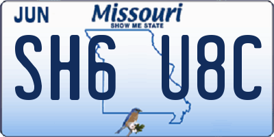 MO license plate SH6U8C