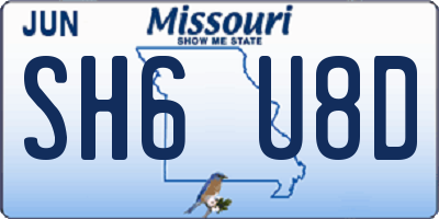 MO license plate SH6U8D