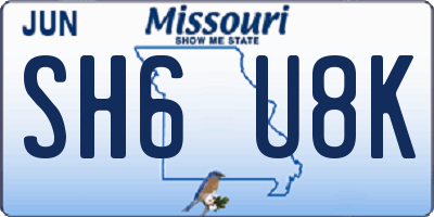 MO license plate SH6U8K